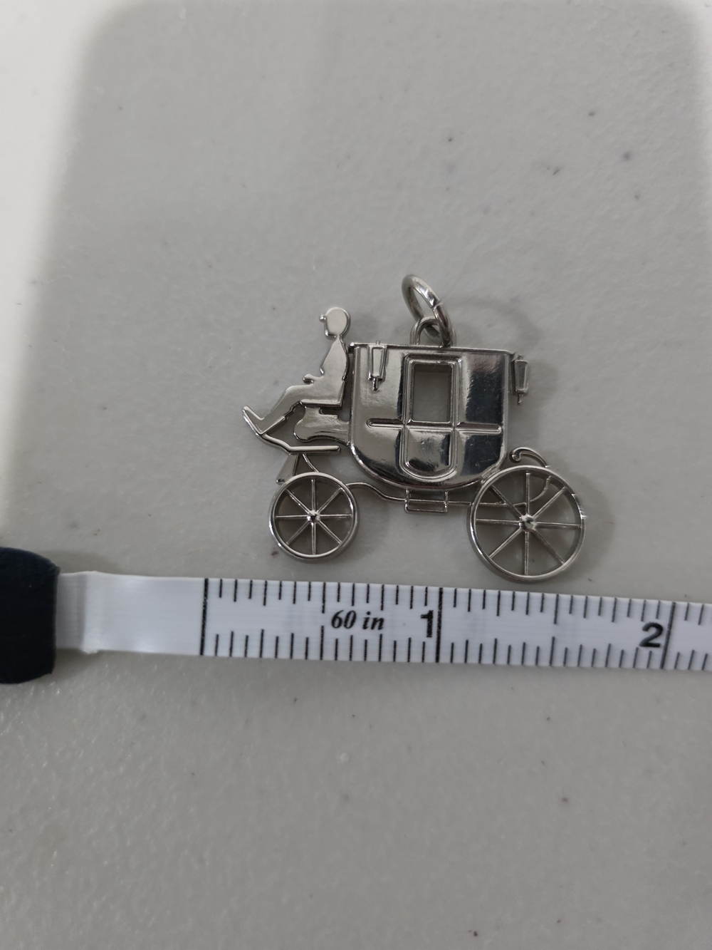 COACH Silver Carriage Bag Charm Pendant Silver Bag Tag Keychain - Picture 3 of 4